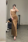 OUDE WAAG Core Velvet Strap Dress OW-23SS-DS10 Ginger